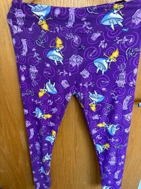 Purple Alice Print Kids Leggings